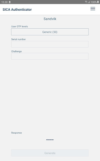 Android application SICA Authenticator screenshort