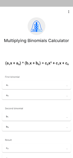 Android application Multiplying Binomials screenshort