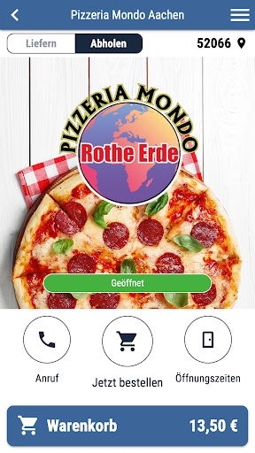 Android application Pizzeria Mondo Aachen screenshort