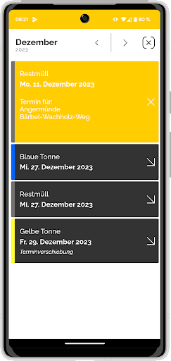 UDG Abfall App Screen 2