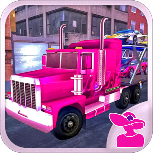 Pink Trailer Truck Car Carrier logo