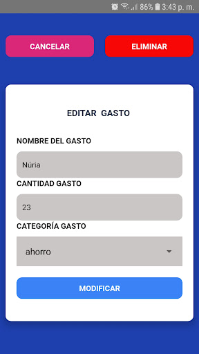 Android application Rokave Control de Gastos screenshort