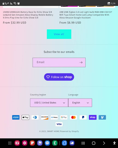 smart home shopping Screen 2