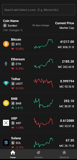 Android application Coin Sight screenshort