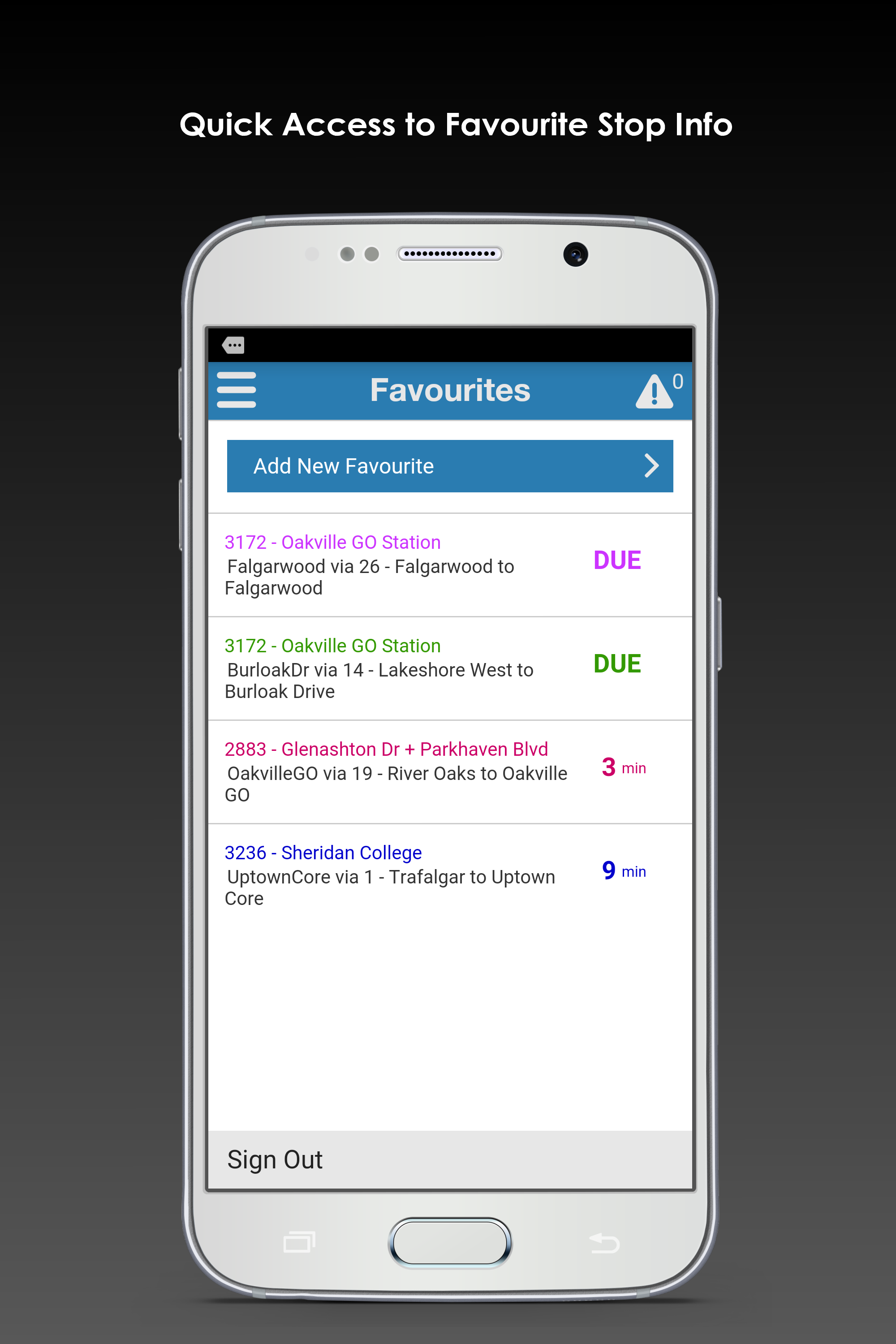 Android application Oakville Transit screenshort