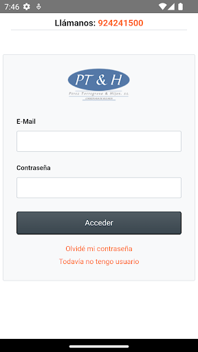 Android application PTH seguros screenshort