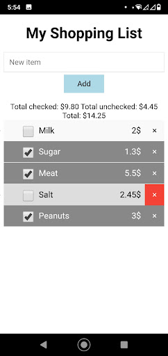 MinimaShopList Screen 3