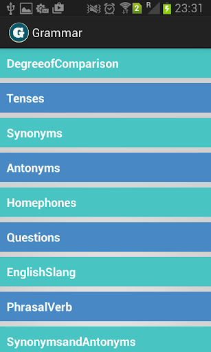Android application Learn Grammar screenshort