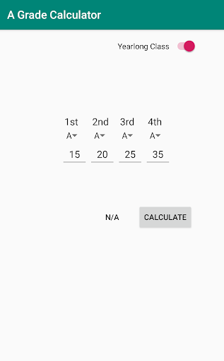 Android application A Grade Calculator screenshort