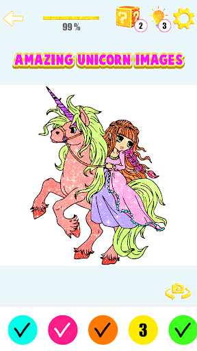 Unicorn Glitter Coloring Screen 3