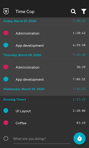 Android application Time Cop screenshort