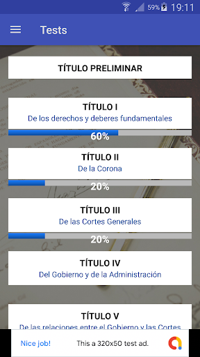 Constitución Española - Tests Screen 2
