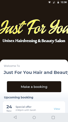 Android application Just For You Hair and Beauty screenshort