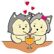 Animated Husky Couple Keyboard Stickers for Gboard