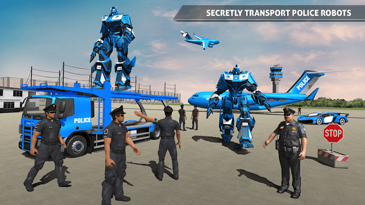 Police Robot Car Transporter APK