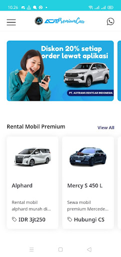 Android application ADT Premium Car - Sewa Mobil screenshort