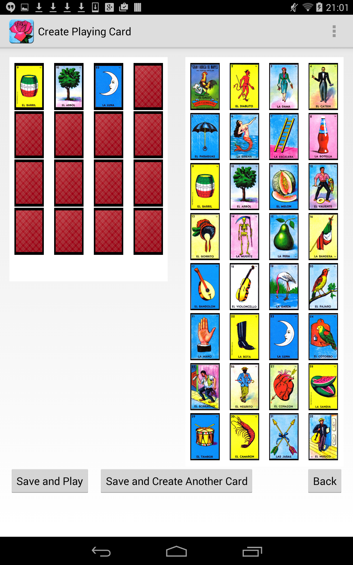 Android application Chalupa Mexican Loteria screenshort