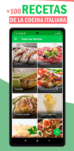 Android application Recetario de Comida Italiana screenshort