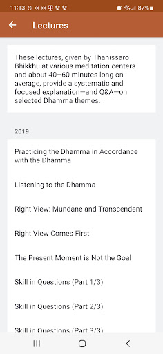Dhamma Talks Screen 3
