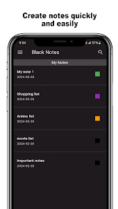 Black Notes: Notes and Lists