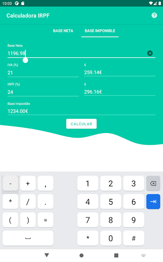 Calculadora Factura IVA IRPF Screen 3