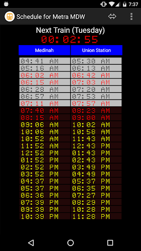 Android application Schedule for Metra - MDW screenshort