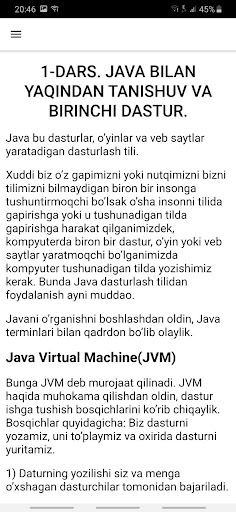 Java dasturlash tili Screen 2