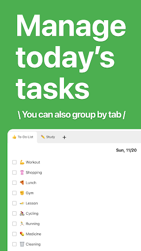 Screenshot of Daily Checklist - Today's Task