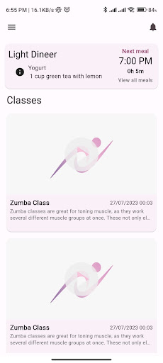 Android application Nourish Fitness screenshort