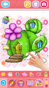 Glitter Doll House Drawing and Coloring for Kids