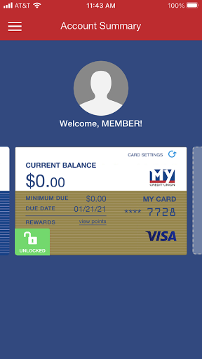 MyCU Credit Card Screen 2