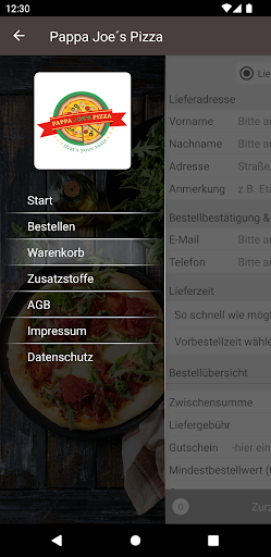 Android application Pappa Joe´s Pizza screenshort