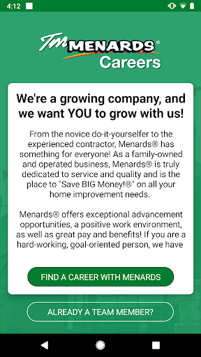 Screenshot of Menards® Careers