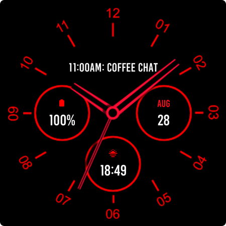 Analogue Red Watch Face screenshot 3