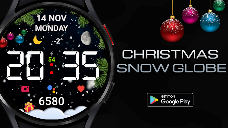Christmas snow globe Watchface - New - (Android)