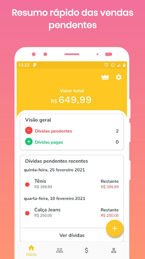 Android application Me Deve - Controle de vendas screenshort