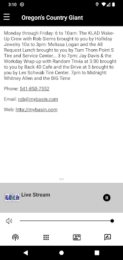 Android application 92.5 KLAD, Klamath Falls screenshort