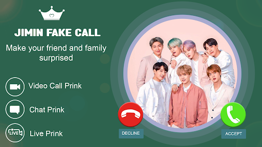 Android application Jimin Fake Call Video & Chat screenshort