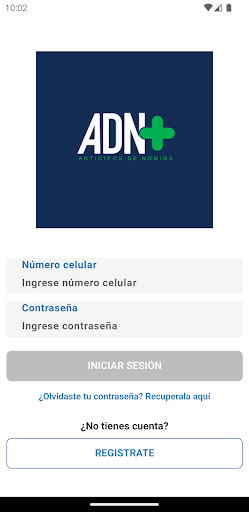 Android application AdN+ Anticipos de nómina screenshort
