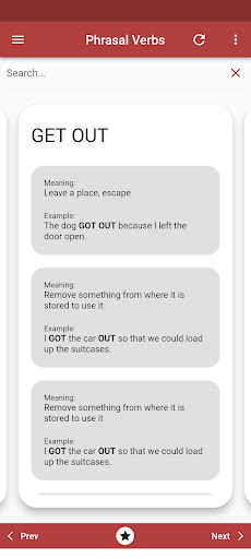 Android application English Phrasal Verbs screenshort