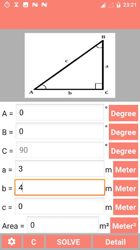 Right Angled Triangle Solver Screen 2