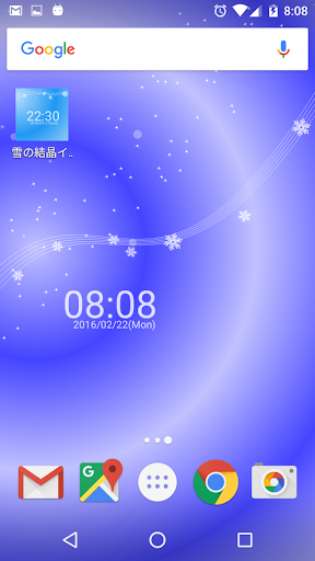 Android application 雪の結晶イメージと時計 ライブ壁紙 screenshort