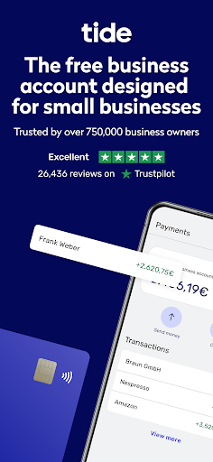 Android application Tide Banking App screenshort
