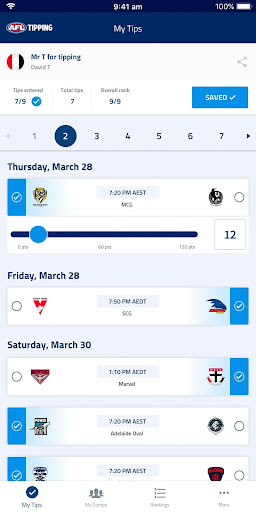 AFL Tipping Screen 2