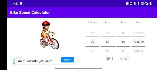 Bike Speed Calculator Screen 2