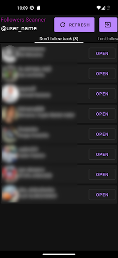 Android application Followers Unfollowers scanner screenshort