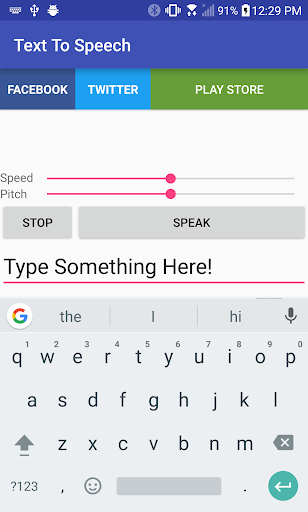 Android application Text To Speech screenshort