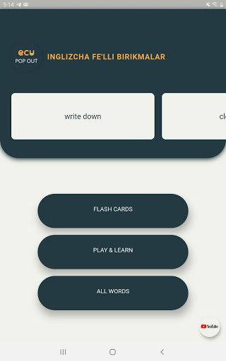 Android application ecu POP OUT - Inglizcha Fe'lli screenshort