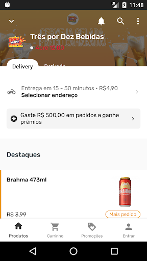 Android application Três por Dez Bebidas screenshort
