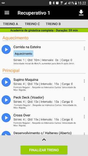 Android application Biotreino screenshort